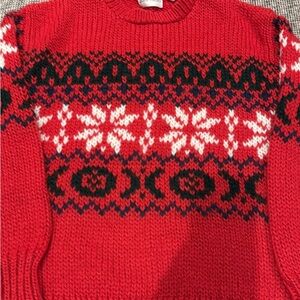 Pierre Cardin Red and Black Patterned Crewneck Sweater